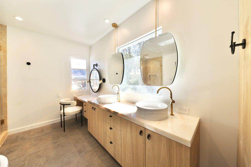 Bathroom tile work by Dreamliner Construction